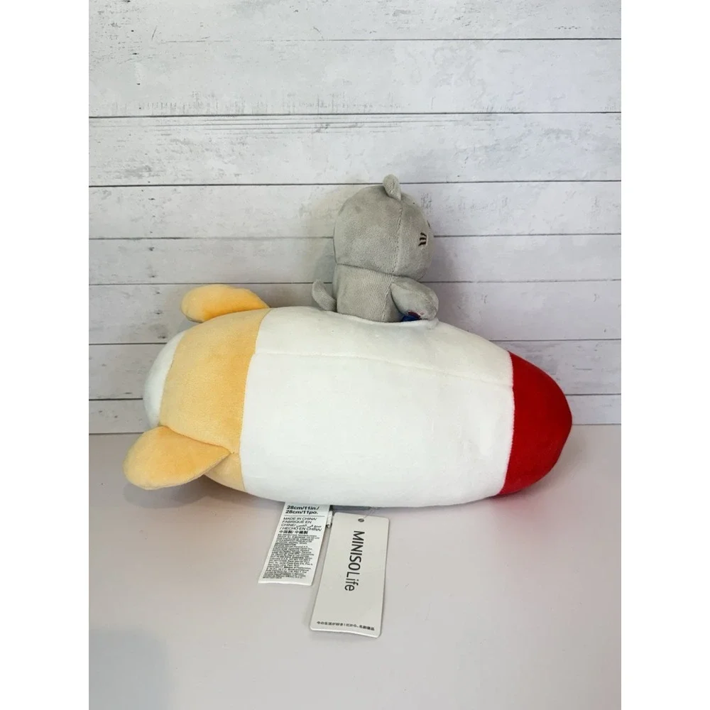 MINISO Life Gray Cat Riding Rocket Plush Stuffed Animal 11